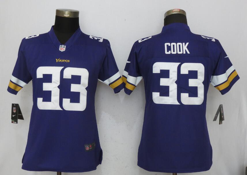 Women Minnesota Vikings 33 Cook Purple Nike Vapor Untouchable Limited NFL Jerseys